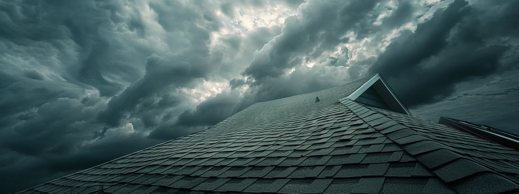 a sturdy roof under a stormy sky, showcasing resilience and protection against harsh weather in olathe.