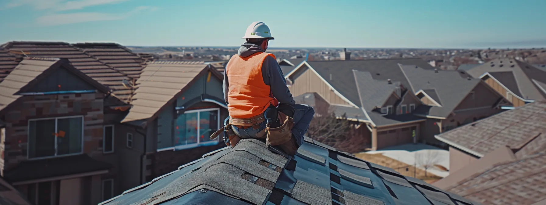 a skilled roofer carefully installing high-quality materials on a modern olathe property.