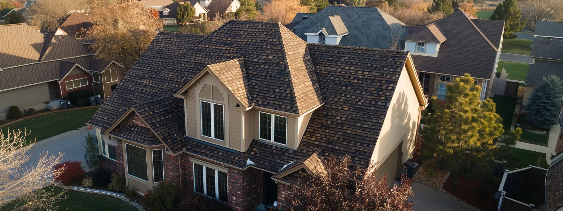 on a sunny day, a professional roofer expertly installs new shingles on a roof, showcasing true grit roofing's premier repair and installation services in olathe.